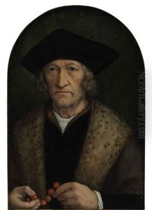 Portrait Of A Gentleman In A Black Hat And Brown Robe With A Lynx Collar, Holding A Rosary