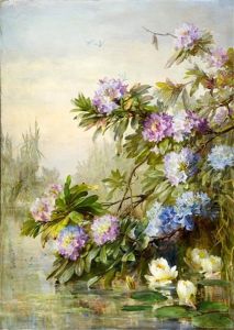 A Landscape View With Spring Flowers by Clara Von Sivers