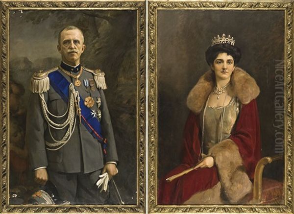 Ritratti Del Re Vittorio Emanuele Iii E Della Regina Elena (pair) - view 1