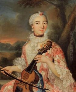 Portrait De Jeune Femme Jouant Du Violoncelle by Louis Antoine (le Chevalier Sixe) Sixet