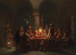 Card Players In A Tavern by Pieter Geerard Sjamaar