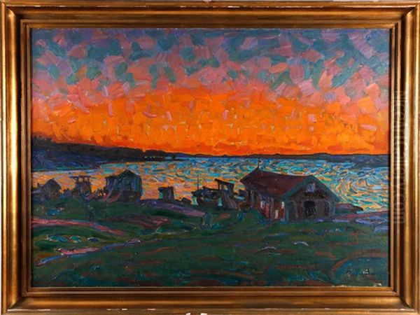 Solnedgang Over Fiskelage, Sandhamn 1912 - view 1