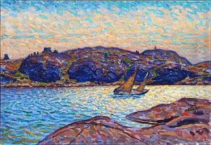 Landscape With Sailing Boat by Axel Sjoeberg