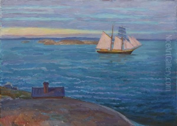 Fartyg I Skymning, Motiv Fran Sandhamn - view 1