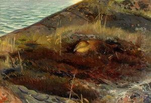 Strandlandskap Med Sjofagel by Axel Sjoeberg