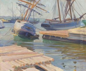Ships In The Harbour by Vilho Sjoestroem