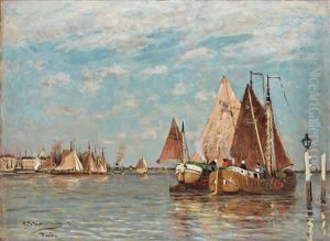Fiskeskutor, Holland (fishing Boats, Holland) by Carl Skanberg