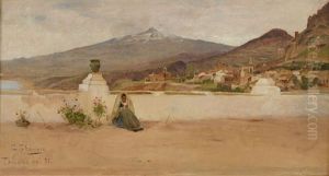 Utsikt Vid Taormina Med Etna I Fonden by Carl Skanberg