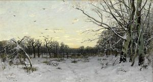 Vinterlandskap I Skymning Vinterlandskap I Skymning