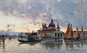 Gondoler Och Fartyg Pa Kanalen, Venedig