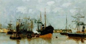 Hollandskt Hamnmotiv by Carl Skanberg
