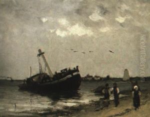 Strandbild Med Batar Och Figurer Strandbild Med Batar Och Figurer