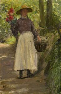 Blumenmadchen Auf Einem Waldweg Blumenmadchen Auf Einem Waldweg