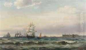 A View Of The Oresund With Kronborg Castle by Edvard Skari