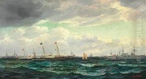 The British Royal Yacht Is Received By The Danish Royal Yacht And Vessels Of The Danish Navy by Edvard Skari