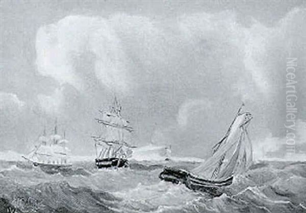 Marine Med Sejlskibe Pa Havet - view 1