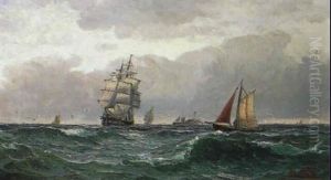 Marine, Skibe Pa Havet by Edvard Skari