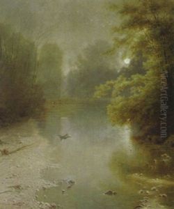 Aufflatternde Enten Uber Einem Waldweiher Bei Mondlicht Aufflatternde Enten Uber Einem Waldweiher Bei Mondlicht
