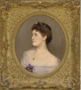 Portrait Of Countess Jeanne Augusta Skipwith In Evening Dress With Violets Attached To Her Dress