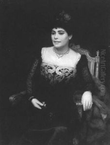 Portrait Of A Lady, Seated Three-quarter Length, Wearing Lace Dress by Frank Markham Skipworth
