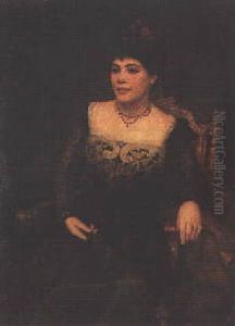 Portrait Of A Lady With A Fan by Frank Markham Skipworth