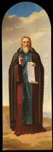 St. Sergiy Of Radonezh (+ St. Hilarion The Great; Pair) by Mikhail Ivanovich Skotti