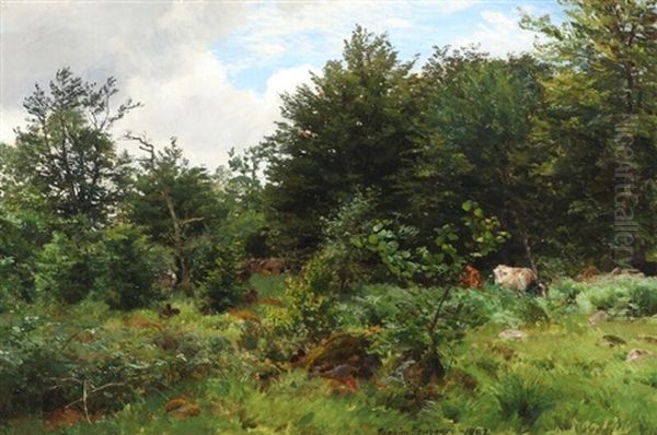 Grassing Cattle In A Glade - view 1