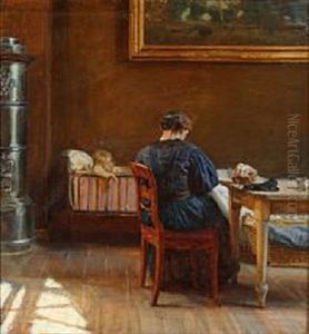 Interior Scene With A Mother And Her Child by Joakim Frederik Skovgaard