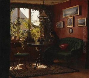 Fru Suzette Mariboe, F. Dalgas, I Sin Stue I Frederiksgade by Niels Kristian Skovgaard