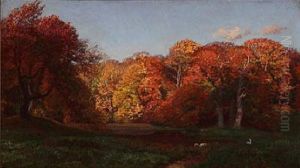 Autumn Day At A Meadow In The Woods by Niels Kristian Skovgaard