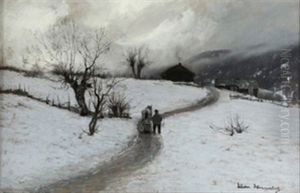 Mann Med Hest Og Slede by Ludvig Skramstad