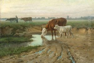 Landscape With Cows And A Cowgirl Landscape With Cows And A Cowgirl