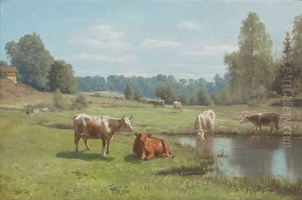 Sommerlandskap Med Kuer - view 1