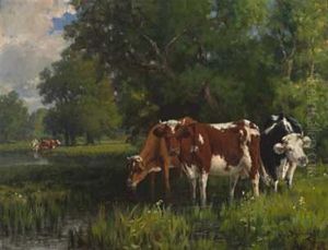 Kuer Ved Vanningsstedet by Christian Eriksen Skredsvig