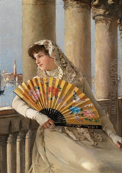 Venezianerin Mit Gelbem Facher - view 1