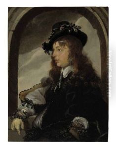 Portrait Of Gentleman (self-portrait?) In Black Fancy Costume by Karel Slabbaert