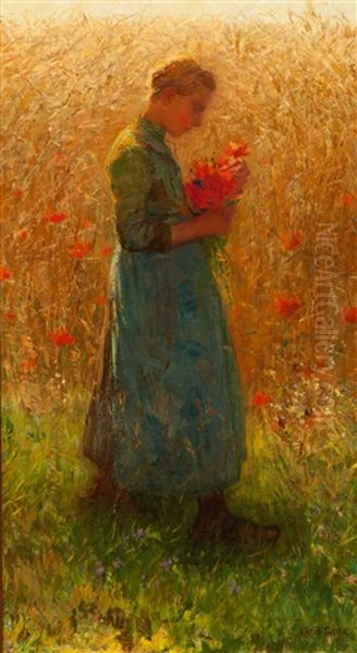 Girl In Wheatfield With Poppies - view 1