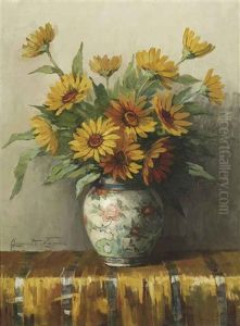 A Still Life With Flowers In A Vase by Jeannette Slager