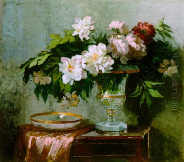 A Still Life With Peonies In A Vase - view 1