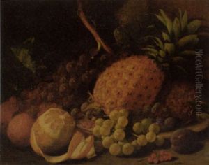 Pineapples, Grapes, Redcurrants, Oranges, A Lemon, And A Plum, On A Plate by Charles Henry Slater