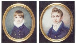 Mr. And Mrs. Anderson And Their Four Young Sons, He In A Blue Coat And Frilled Shirt; She In A Low-cut White Dress With Frilled Collar And A Turban In Her Curling Hair by Isaac Ware Slater