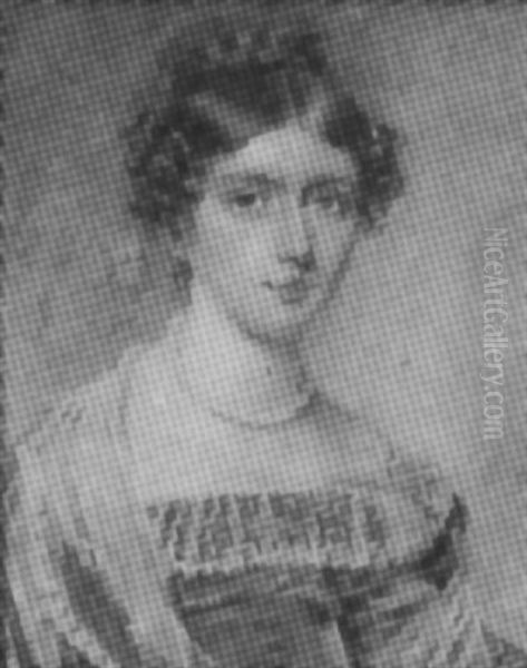 Lady Lechmere, In Apricot Colored Dress With White Lace Neckline - view 1