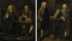 Portrait Of Two Gentlemen Seated At A Table, Raising A Toast, In A Garden by Stephen Slaughter
