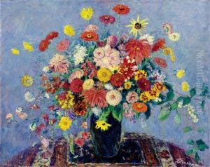 Bouquet Of Flowers On A Persian Carpet Bouquet Of Flowers On A Persian Carpet