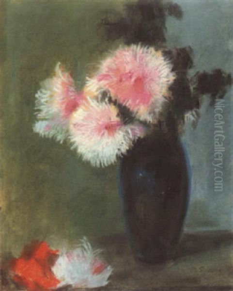 Dahlien In Blauer Vase - view 1
