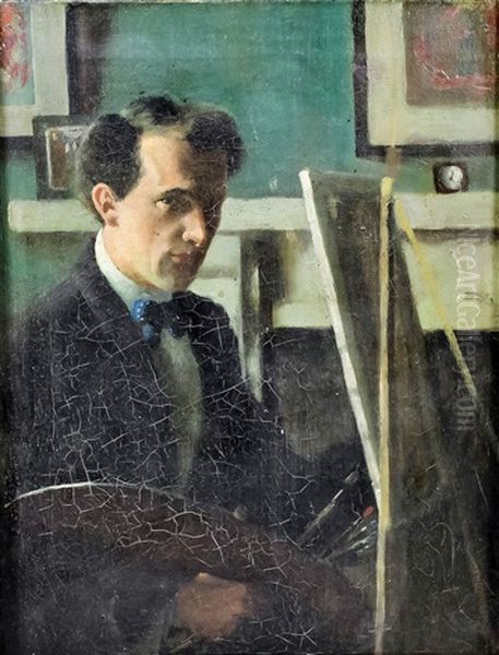 Self Portrait Of The Artist As Young Man Standing By An Easel - view 1