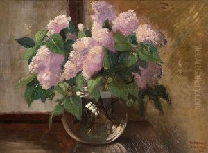 Lilacs In A Glass Vase by James Sinton Sleator