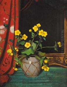 Still Life With Cyclamen In A Vase by James Sinton Sleator