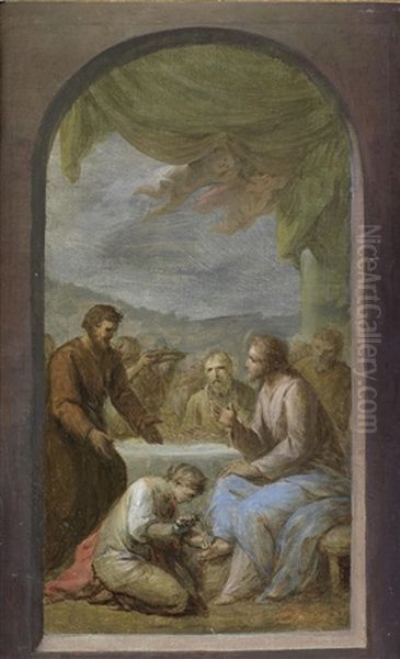 Christ In The House Of Simon The Pharisee, Within A Painted Stone Archway - view 1