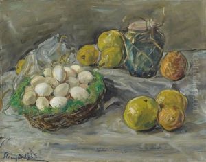 Stilleben Mit Eiern Und Zitrusfruchten by Max Slevogt